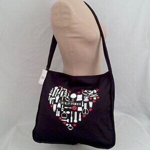 Sephora Beauty Insider black crossbody Graphic Heart Tote Bag. New with tags